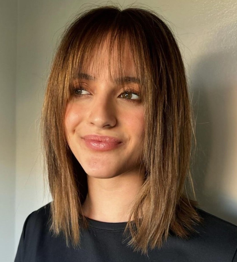 Long Straight Bob with Wispy Bangs